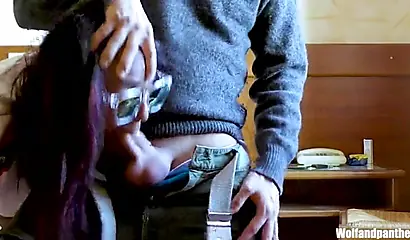 Funky ebony babe gets fucked by a white dude to orgasm