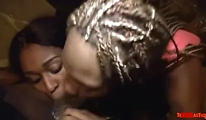 Naughty ghetto sluts show off fucking skills in group action