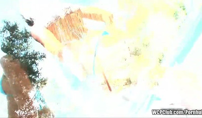 Black stunner in sexy panties Jade Nacole takes a rod up her bum hole