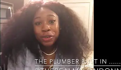 Busty curly-haired ebony strips and blows a strong black dick