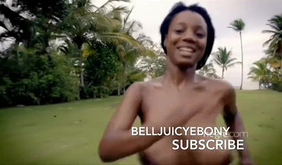 Marvelous Caribbean doll shows off her big tits and ass while going for a swim