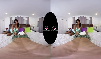 Busty ebony Nia Nacci fucks in her first VR experience