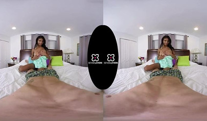 Busty ebony Nia Nacci fucks in her first VR experience