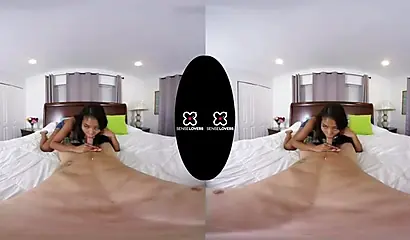 Busty ebony Nia Nacci fucks in her first VR experience