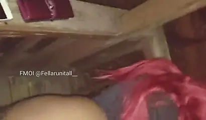 Redheaded ebony BBW enjoying rough missionary sex