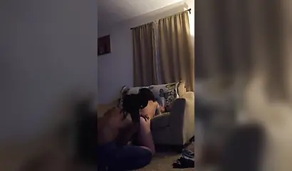 Ebony with big saggy boobs fucks at late night