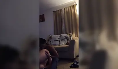 Ebony with big saggy boobs fucks at late night