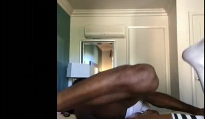 Ebony in sexy over-the-knee socks riding a huge meat pole