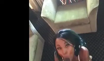 Ebony in sexy over-the-knee socks riding a huge meat pole