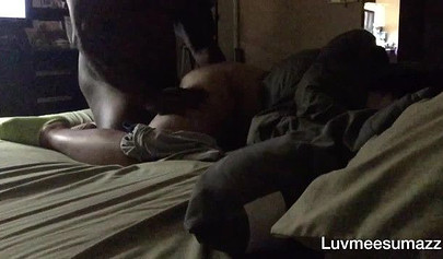 Amateur ebony takes a morning hardcore pounding