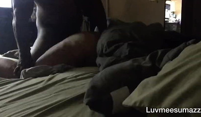 Amateur ebony takes a morning hardcore pounding