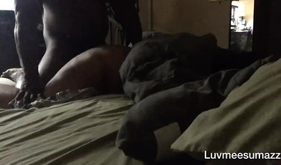 Amateur ebony takes a morning hardcore pounding