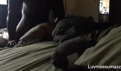 Amateur ebony takes a morning hardcore pounding