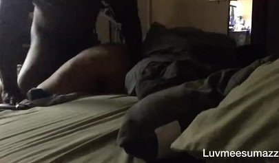 Amateur ebony takes a morning hardcore pounding