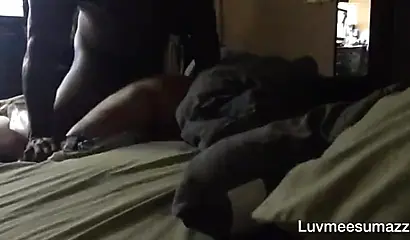 Amateur ebony takes a morning hardcore pounding