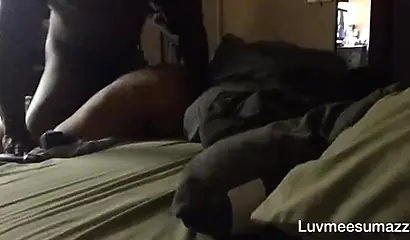 Amateur ebony takes a morning hardcore pounding