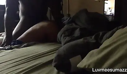 Amateur ebony takes a morning hardcore pounding