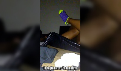 Amateur ebony in cute socks gets boned in the dark