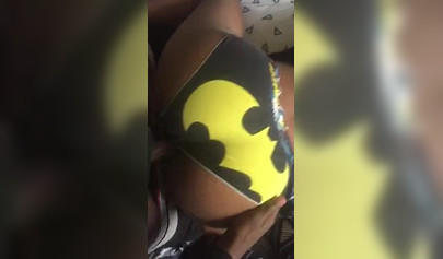 Ebony gets fucked doggystyle in her batman panties