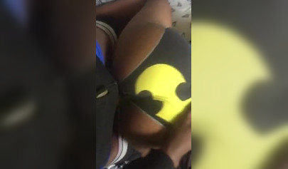 Ebony gets fucked doggystyle in her batman panties