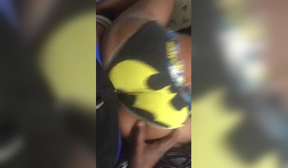 Ebony gets fucked doggystyle in her batman panties