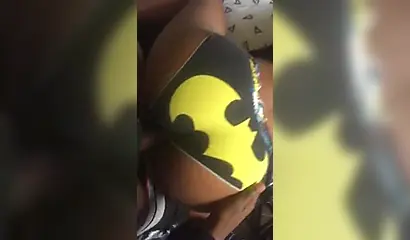 Ebony gets fucked doggystyle in her batman panties