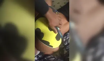 Ebony gets fucked doggystyle in her batman panties