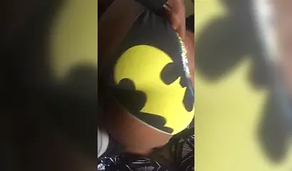 Ebony gets fucked doggystyle in her batman panties