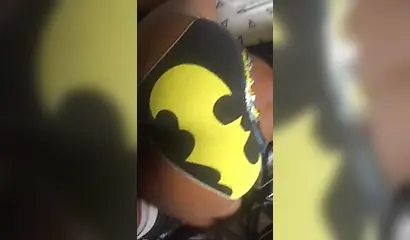 Ebony gets fucked doggystyle in her batman panties