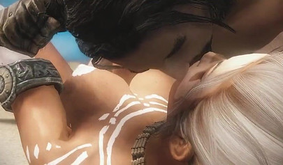 Busty anime ebony gets boned outdoors by a monster