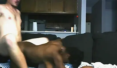 Short-haired ebony gf gets her black pussy & mouth dicked deeply