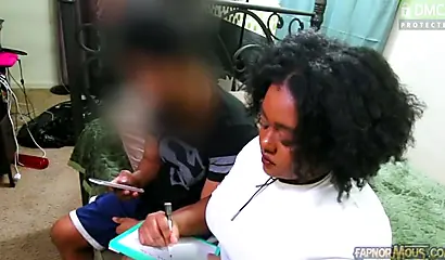 Lusty ebony fatty Jade Jordan rims her lover before getting creampied