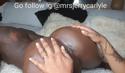 Kinky ebony wife gives her man a rimjob