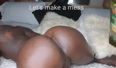 Kinky ebony wife gives her man a rimjob