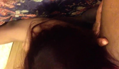 Slutty ebony wife rimming her man up close