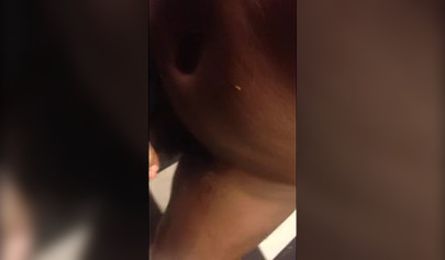 Slutty ebony wife rimming her man up close