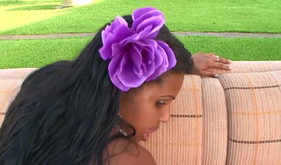 Brazilian babe Joyce Oliveira gets her big black ass oiled up and fucked