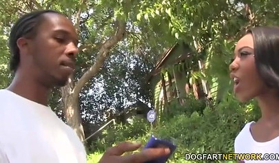 Black hottie Chanell Heart participates in an IR gangbang