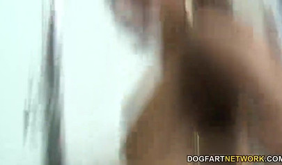 Black hottie Chanell Heart participates in an IR gangbang