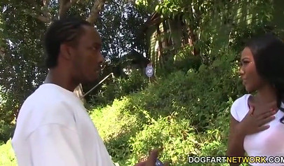 Black hottie Chanell Heart participates in an IR gangbang