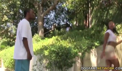 Black hottie Chanell Heart participates in an IR gangbang