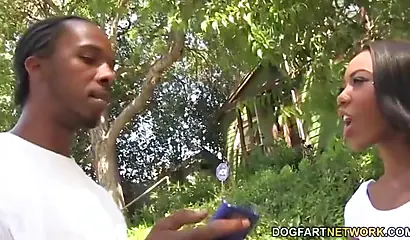 Black hottie Chanell Heart participates in an IR gangbang