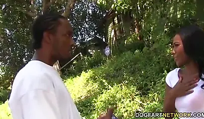 Black hottie Chanell Heart participates in an IR gangbang