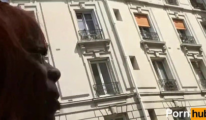 Ebony slut gets picked up and fucked by a white strange