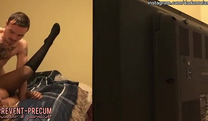 Ebony nerd gets boned by her landlord on hidden cam