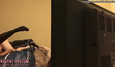 Ebony nerd gets boned by her landlord on hidden cam