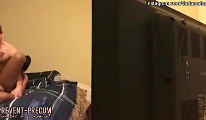 Ebony nerd gets boned by her landlord on hidden cam