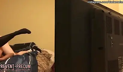 Ebony nerd gets boned by her landlord on hidden cam