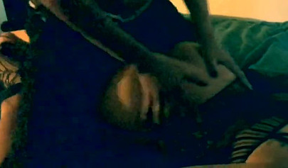 Lingerie-clad ebony with a big booty gets orally pleased & fucked doggystyle