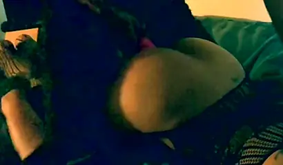 Lingerie-clad ebony with a big booty gets orally pleased & fucked doggystyle